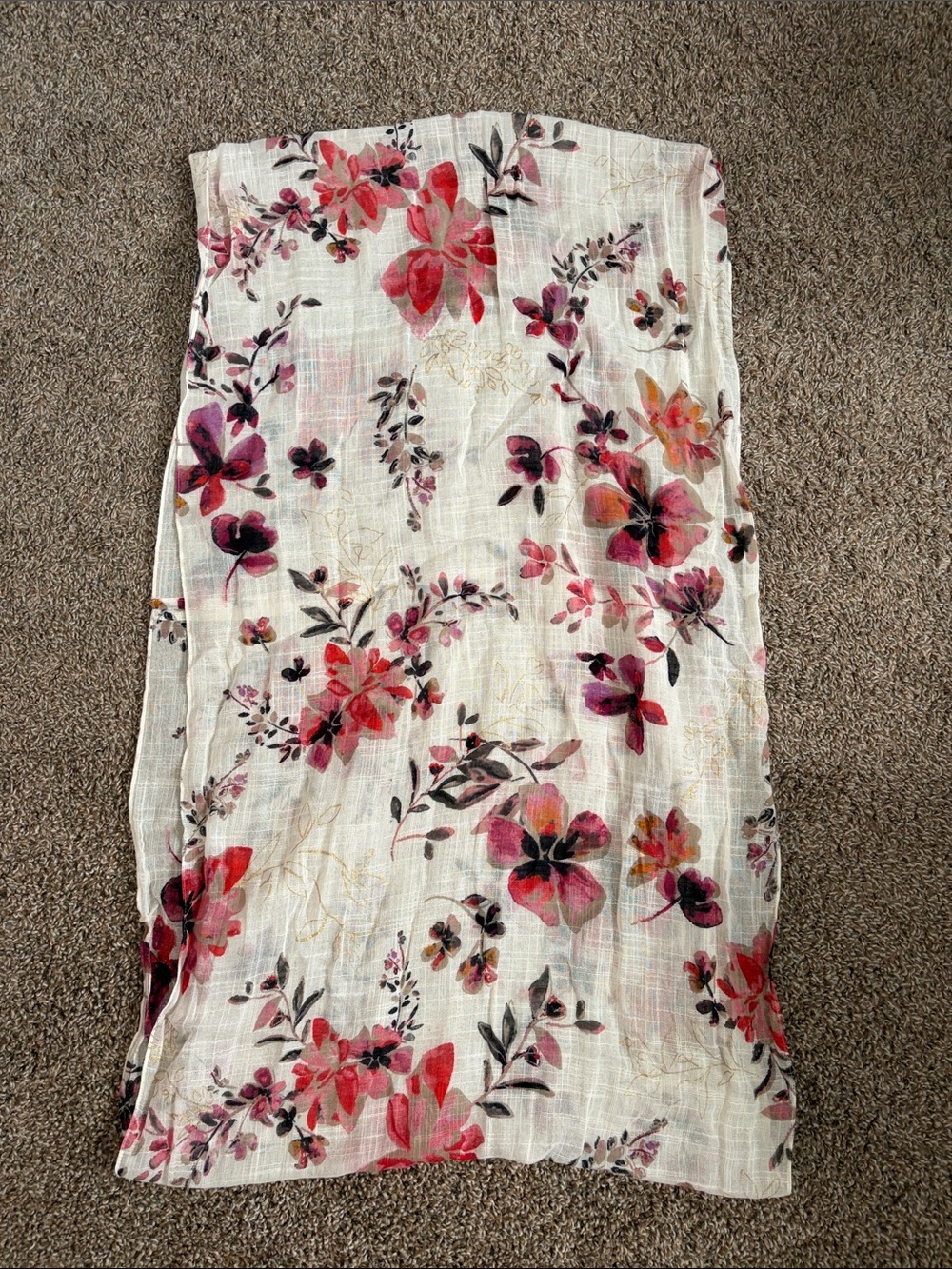 J. Jill Floral Watercolor Cotton Lightweight Wrap Scarf